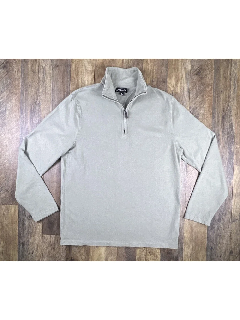 J.CREW Mercantile 1/4 Zip Sweater Mens Light Green Cotton Long Sleeve Pullover M